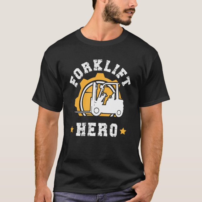 T-shirt Opérateur de forklifts Héros Mens Certifié (Devant)
