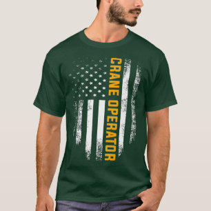 T-shirt Opérateur de grue vintage avec Cool de drapeau am