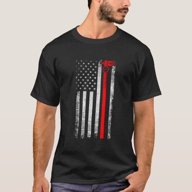 T-shirt Opérateur de machine Cnc patriotique Drapeau améri (Devant)