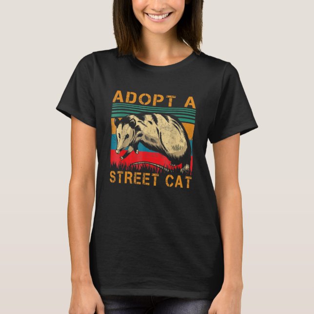 T-shirt Opossum Tee - shirts Adopter Un Street Cat Opossum (Devant)