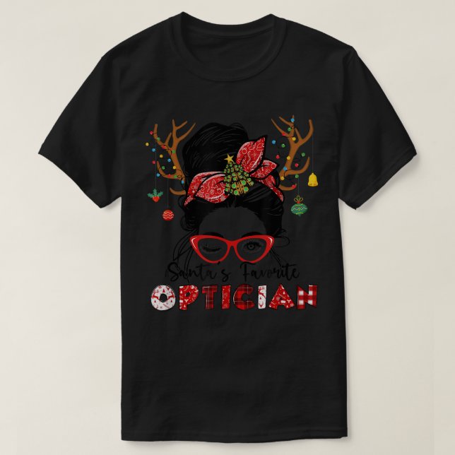 T-shirt Opto de Santa's Optician Christmas Messy Bun (Design devant)