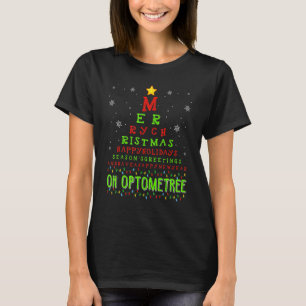 T-shirt Optométrie Arbre de Noël Funny Xmas Lunettes d'oei
