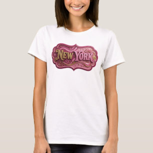 T-shirt Or Artistique Gold NEW YORK 3D Texte