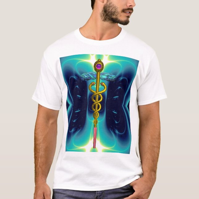 T-shirt OR CADUCEUS MÉDICALE SYMBOLE, bleu turquoise Turqu (Devant)