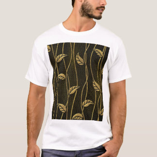 T-shirt Or et noir : Texture 3D Feuille.