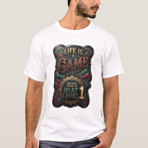 T-shirt Or frais LIFE IS A GAME Texte en 3D