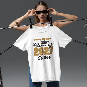 T-shirt Or Noir Promotion 2027 Lycéen Personnalisé