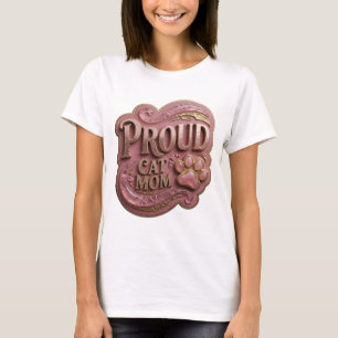 T-shirt Or PROUD CAT MOM Design Moderne en Or Attrayant