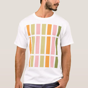 T-shirt Or rose orange et rayures vertes