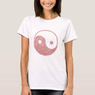 T-shirt Or rose Ying Yang de parties scintillantes chics