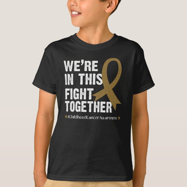 T-shirt Or Ruban Cancer de l'enfance dans ce ensemble (Devant)
