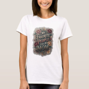 T-shirt Or tendance doré MES GENS PRÉFÉRÉS M'APPELLENT MAM