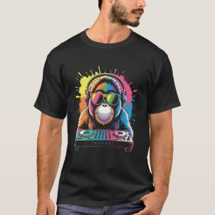 T-shirt Orang-outan singe DJ platines EDM synthétiseur Ra