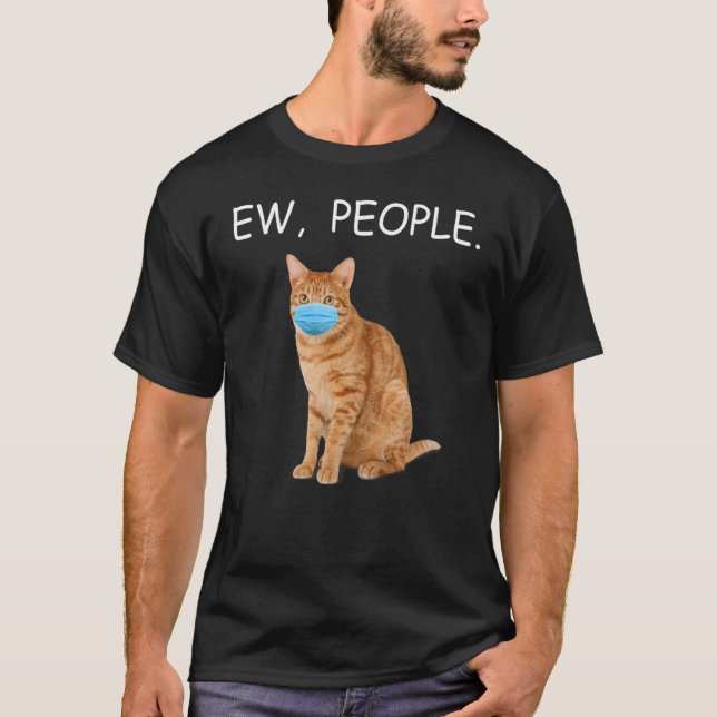 T-shirt Orange Abby Cat Ew Personnes Chat Portant Un Masqu (Devant)