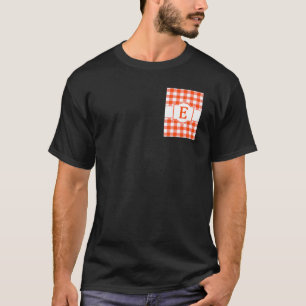 T-shirt Orange and White Buffalo Plaid Monogrammed Letter