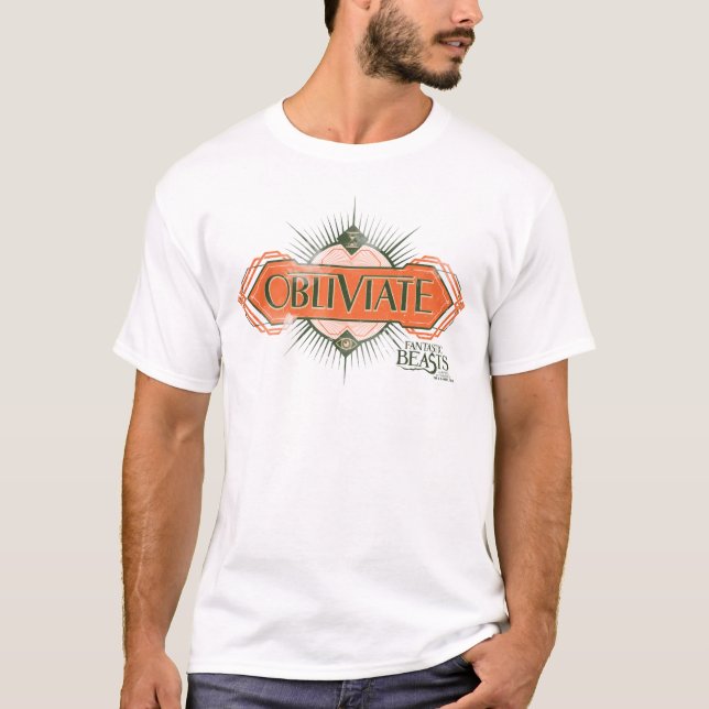 T-shirt Orange Art Déco Obliviate Spell Graphisme (Devant)