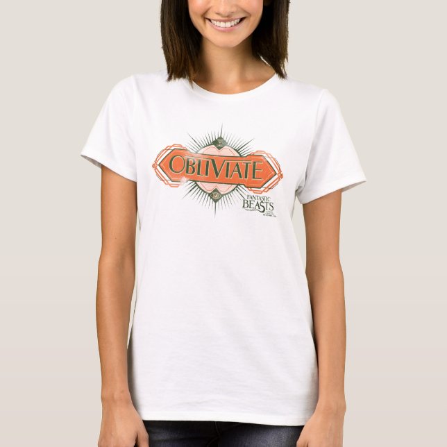 T-shirt Orange Art Déco Obliviate Spell Graphisme (Devant)