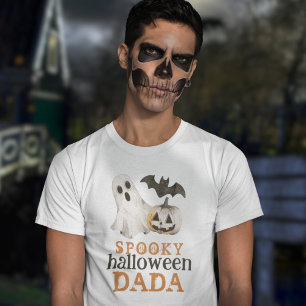 T-shirt Orange Black Ghost Éffrayant Halloween Dada