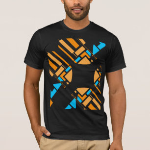 T-shirt Orange bleu géométrique Circulaire Sud-Ouest Art L