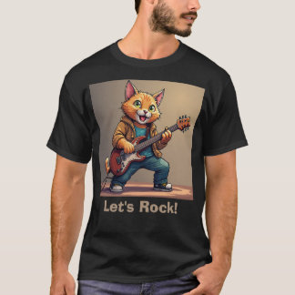T-shirt Orange Cat Guitar Player