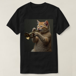 T-shirt Orange Cat Trumpet Player
