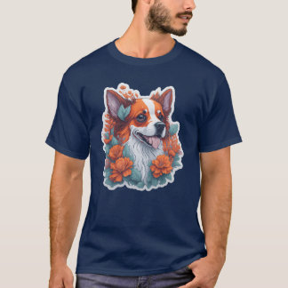 T-shirt Orange chien drôle
