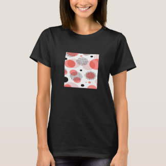 T-shirt Orange Circles with Black Polka Dots pattern