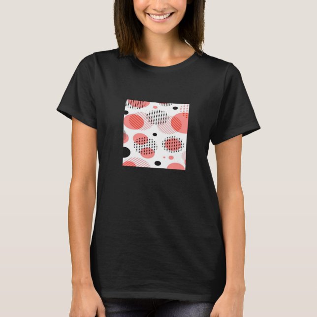 T-shirt Orange Circles with Black Polka Dots pattern (Devant)