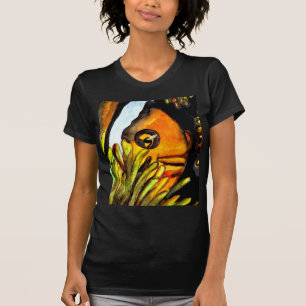 T-shirt Orange Clown Poisson aquarelle peinture d'art orig