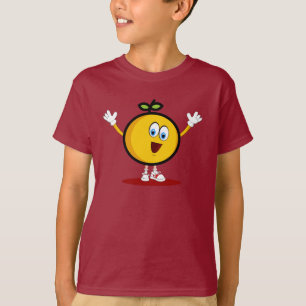 T-shirt orange de personnage de dessin animé avec visage s