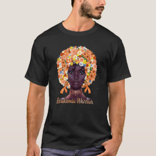 T-shirt Orange Fleurs Afro Cheveux Noir Leukemia Warr