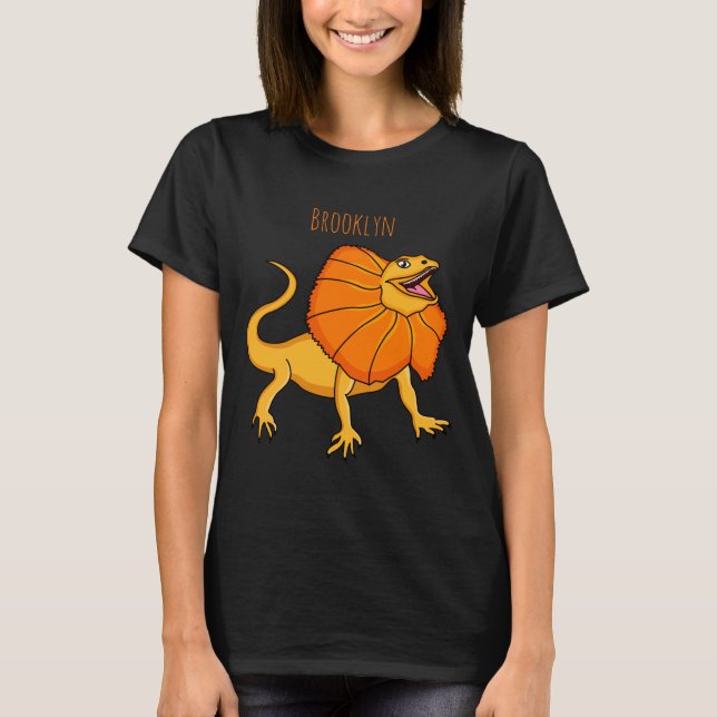 T-shirt Orange Frilled Neck Lizard Cartoon Illustration Ba (Devant)