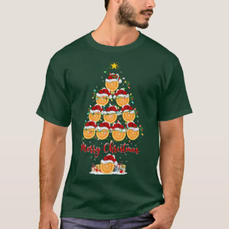 T-shirt Orange Fruit Lover Xmas Correspondant Père Noël Or