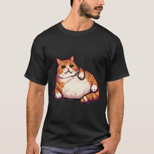 T-shirt Orange gros chat mème pixel art