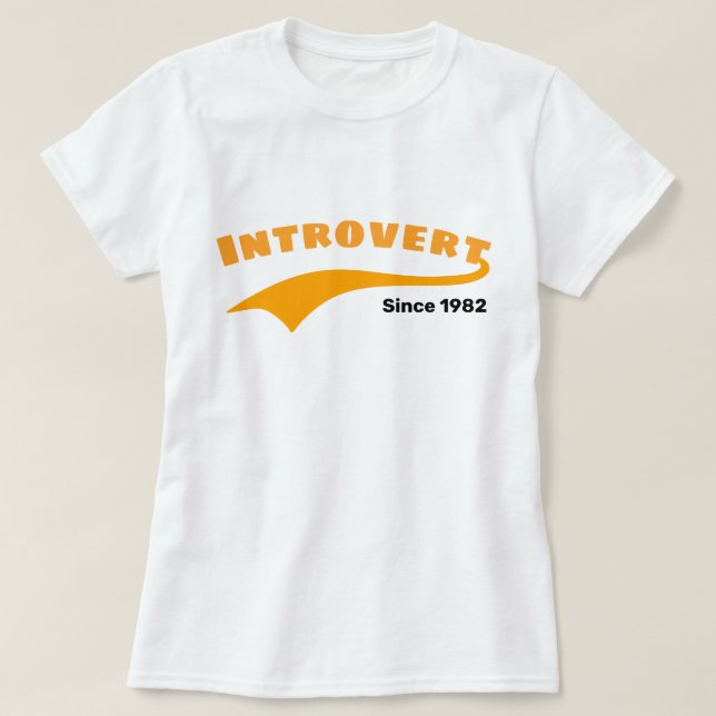 T-shirt Orange Introvert Typographie Swoosh Date personnal (Design devant)