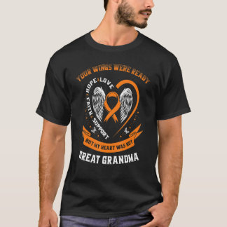 T-shirt Orange Leukemia Awareness Great Grandma Wings Were