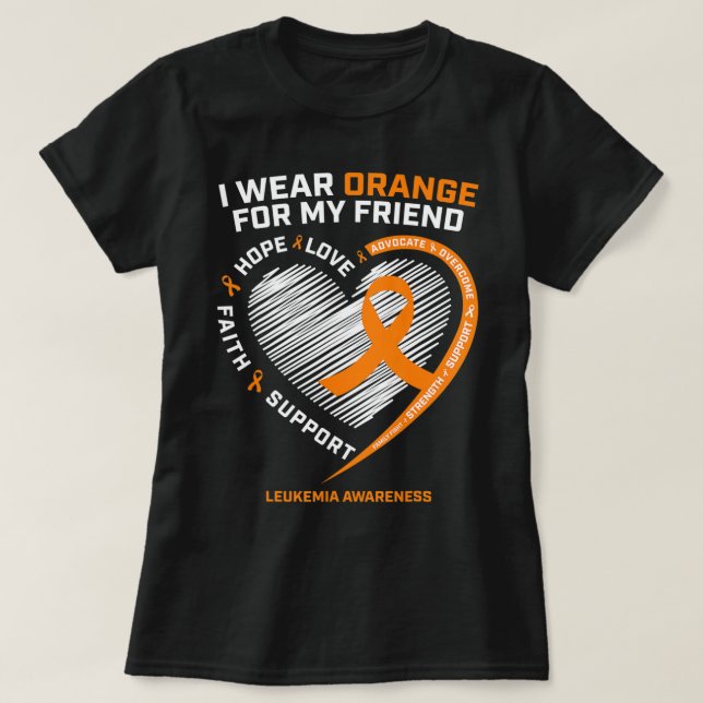 T-shirt Orange Leukemia Sensibilisation Ami Cadeaux Hommes (Design devant)