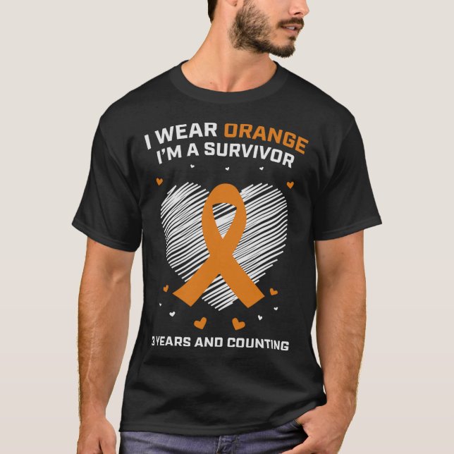 T-shirt Orange Leukemia Survivante Cadeaux 3 ans Cancer Gr (Devant)