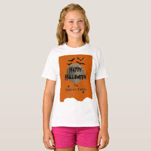 T-shirt Orange & Noir Éffrayant Moderne Joyeux Halloween E