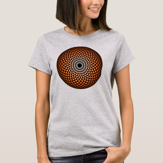 T-shirt Orange Noir Spirituel Mandala (Devant)