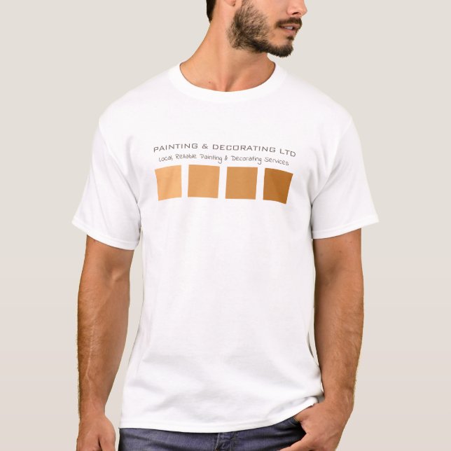 T-shirt Orange Ombre Carrés, Peintre & Décorateur Advert (Devant)