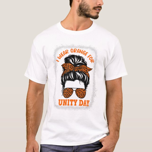 T-shirt Orange Pour Unité Day Messy Bun (Devant)