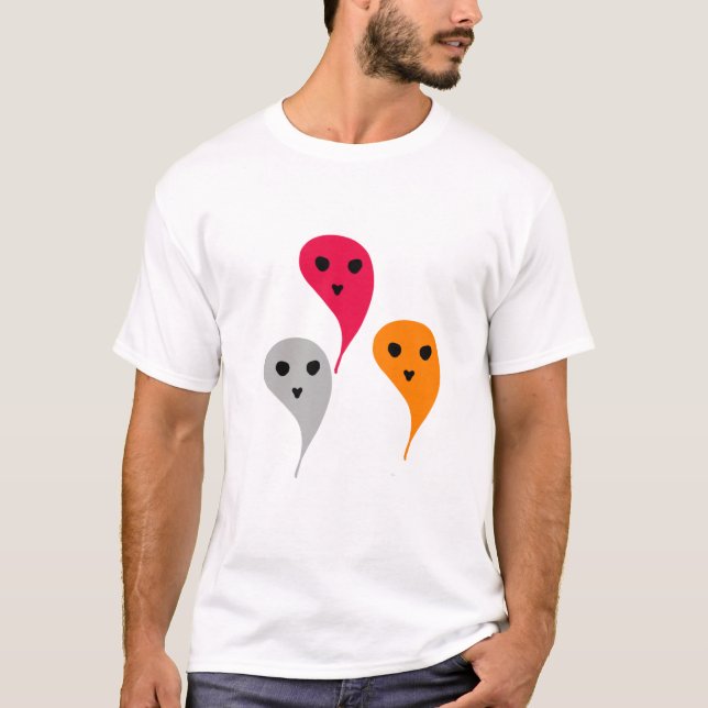 T-shirt Orange rouge jaune gris gris halloween fantôme mot (Devant)