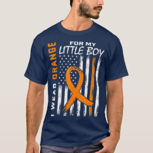 T-shirt Orange Son Petit Garçon Leucémie Drapeau de sensib