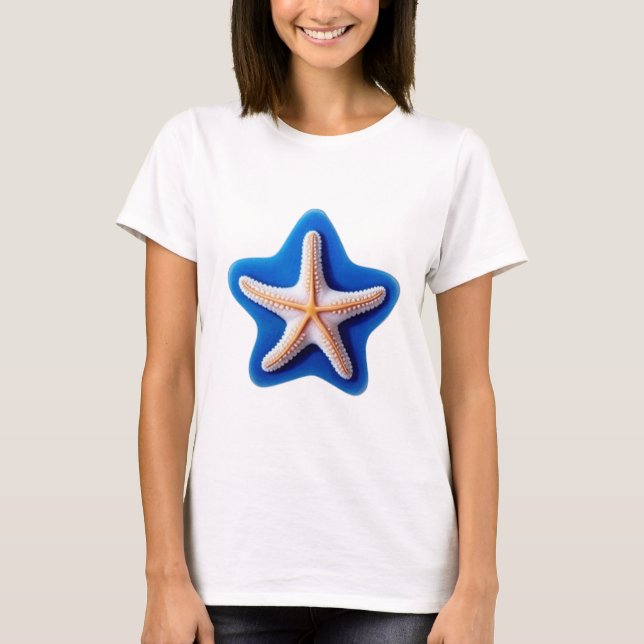 T-shirt Orange Starfish in Blue (Devant)