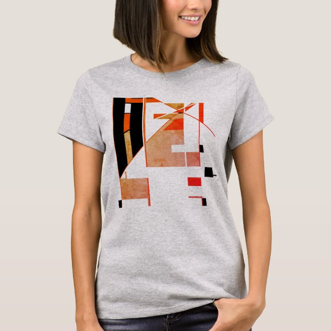 T-shirt Orange Tan Noir Sud-Ouest Art inspiré Abstrait (Devant)