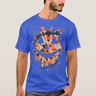 T-shirt Orange Tie Dye Jack-o'-lantern Face Hippie Hallowe