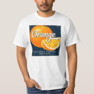 T-shirt Orange Vintage Fruit Étiquette Retro