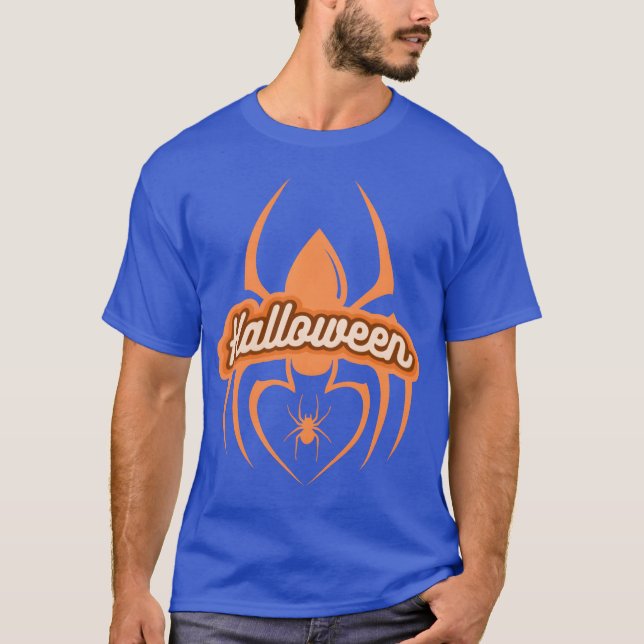 T-shirt oranger d'araignées d'halloween garçon (Devant)