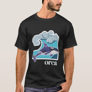T-shirt Orca Baleine À Main Tirée Vague Océanique